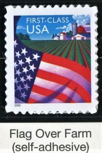 SCOTT # 3449 FLAG OVER FARM SELF ADHESIVE  (OG/MNH) MOUNTED