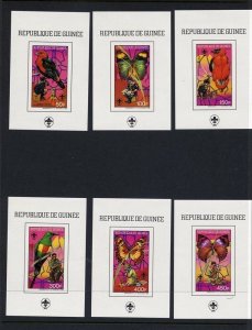 1988 Guinea Scouts butterflies birds deluxe SS (6) IMP