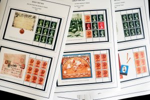 COLOR PRINTED GB MACHIN PRESTIGE PANES 1969-2023 STAMP ALBUM PAGES (118 il. pgs)