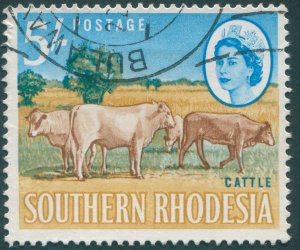 Southern Rhodesia 1964 5s light brown, bistre-yellow & light blue SG103 used