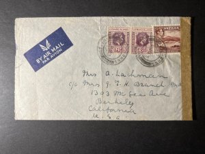 1949 Censored Leeward Islands Airmail Cover Antigua St Johns to Berkeley CA USA