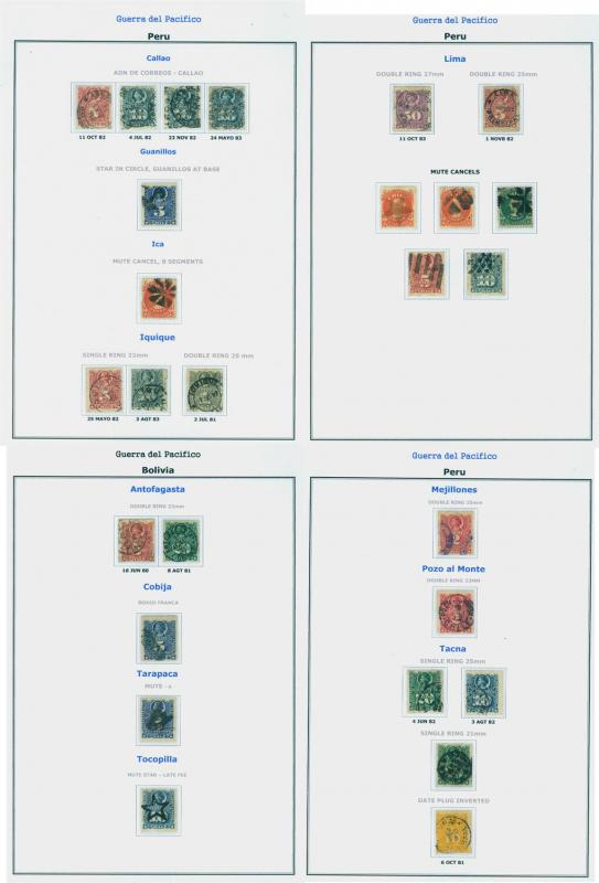 CHILE 1879-84 PACIFIC WAR - War w/ Peru and Bolivia- interesting postmark study 