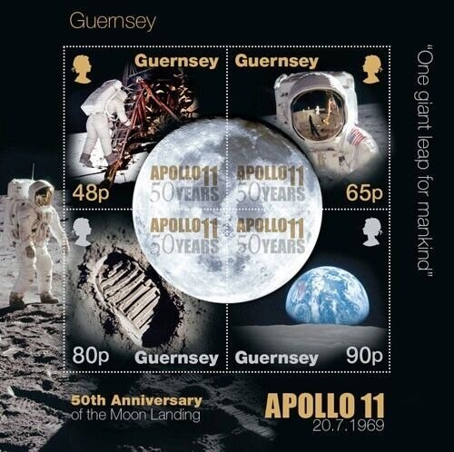 Guernsey 2019 - Space Moon Landing  Apollo 11 - Sheet of 4 Stamps - MNH