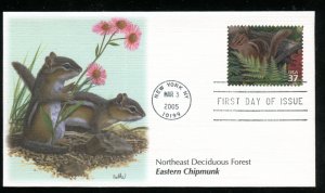 US 3899j Northeast Deciduous Forest Eastern chipmunk UA Fleetwood cachet FDC