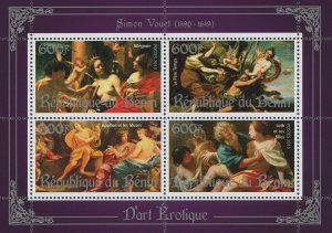 Art Stamp Simon Vouel Apollon et les Muses Souvenir Sheet of 4 MNH