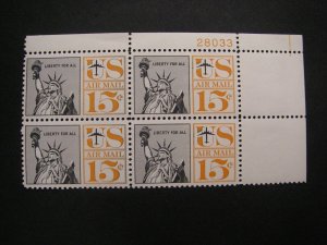 Scott C63a, 15c Statue of Liberty, PB4 #28033 UR, tagged, MNH Airmail Beauty