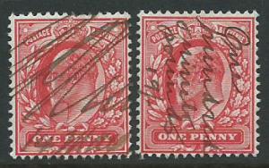 Great Britain - Edward VII SG 219  two copies signature cancel