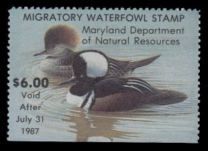 Maryland #13 1986 Hunting Permit Stamp MNH