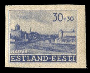 German WWII Occupation, Estonia #Mi. 6U, 1941 30+30k indigo, imperf. single, ...