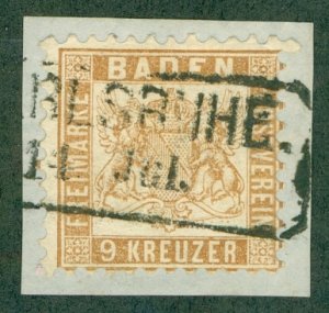 BADEN 23 USED ON PIECE (RL) 3209 CV $30.00 BIN $15.00