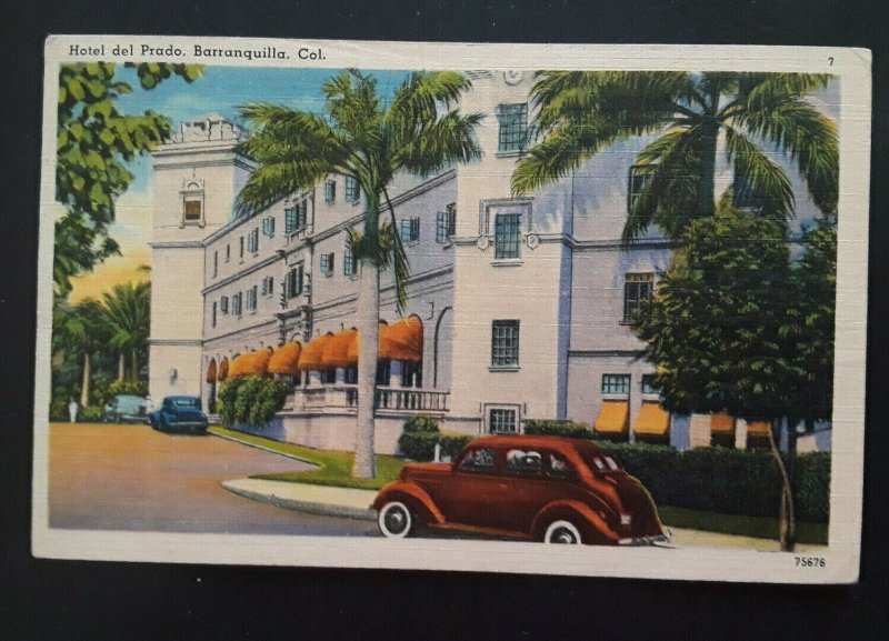 1947 Barranquilla Colombia To Mt Vernon NY Hotel del Prado Illustrated Cover