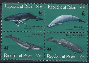 Palau 27a MNH 1983 Whales block of 4 (an7633)