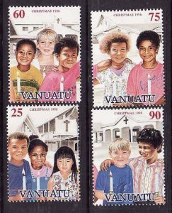 Vanuatu-Sc#688a-d- id9- unused NH set-Christmas-1996-