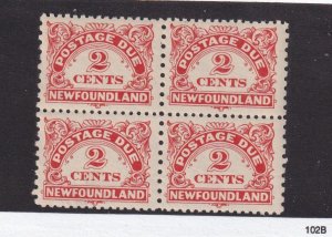 NEWFOUNDLAND # J2 VF-MNH BLOCK OF 4 2cts POSTAGE DUES CAT VALUE $80