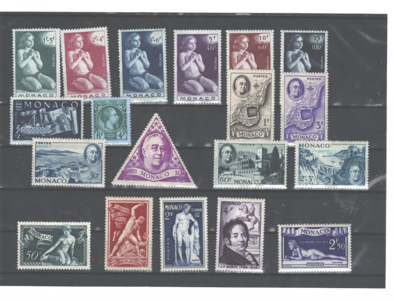 MONACO 1946 #198-202+B93;#B85-B90;#B92;#B95;#209-213 EXTREMLEY LIGHT HINGE REMAN