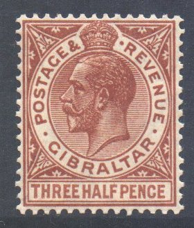 Gibraltar Scott 78 - SG91a, 1921 Script CA 1.1/2d MH*