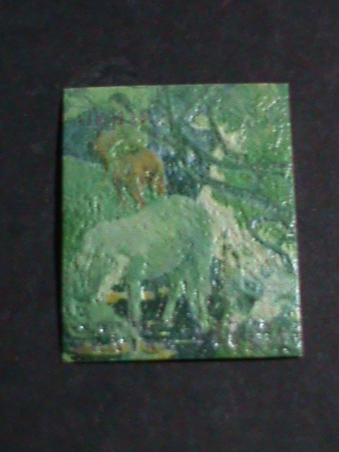 ​BHUTAN STAMP-COLORFUL OIL PAINTING STAMP-LOVELY ELEPHANTS MINT STAMP- VF