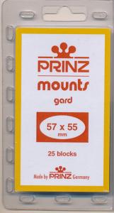 Prinz Scott Stamp Mount 57/55 mm - BLACK (Pack of 25) (57x55  57mm) PRECUT  912B