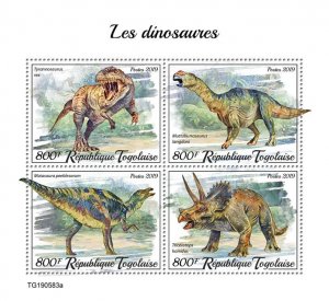 TOGO - 2019 - Dinosaurs - Perf 4v Sheet - Mint Never Hinged