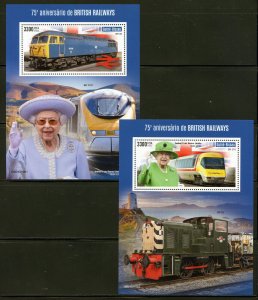 GUINEA-BISSAU 2023 75th ANN  OF THE BRITISH RAILWAYS SOUVENIR SHEET SET MINT NH