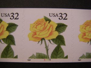 Scott 3054, 32c Yellow Rose, PNC5 #6666, MNH Coil Beauty