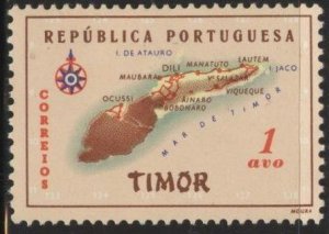 Timor 280 (mh) 1a map of Timor, pale salmon background (1956)