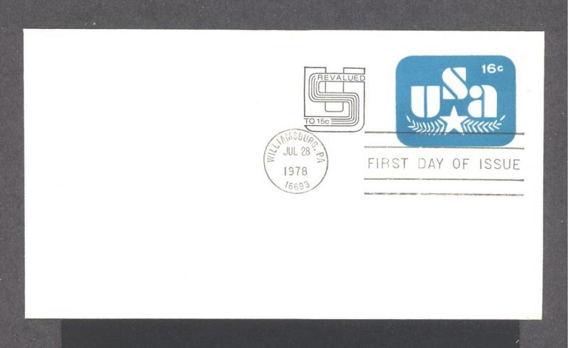 US - U586 - FDC Entire-Revalued 15c on 16c Olive Branch/Star