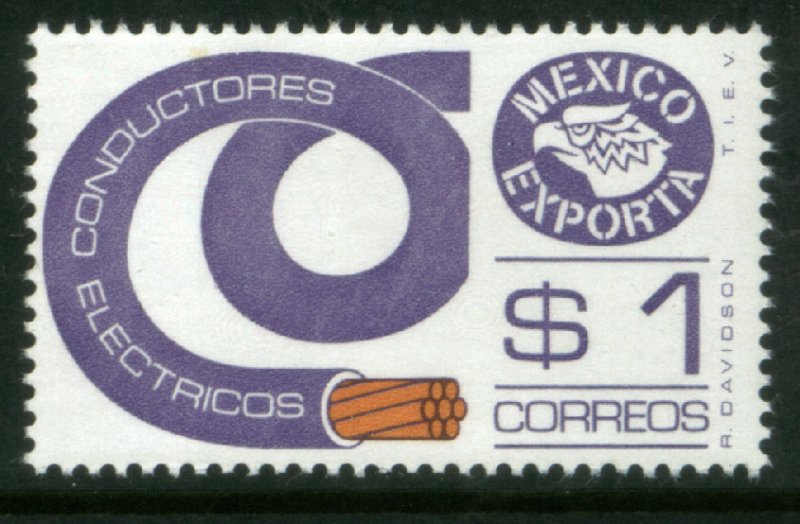 MEXICO Exporta 1115, $1P Electrical Cond. LT VIOLET Fluor Paper 6 MINT, NH. VF.