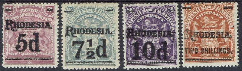 RHODESIA 1909 ARMS SURCHARGE SET 