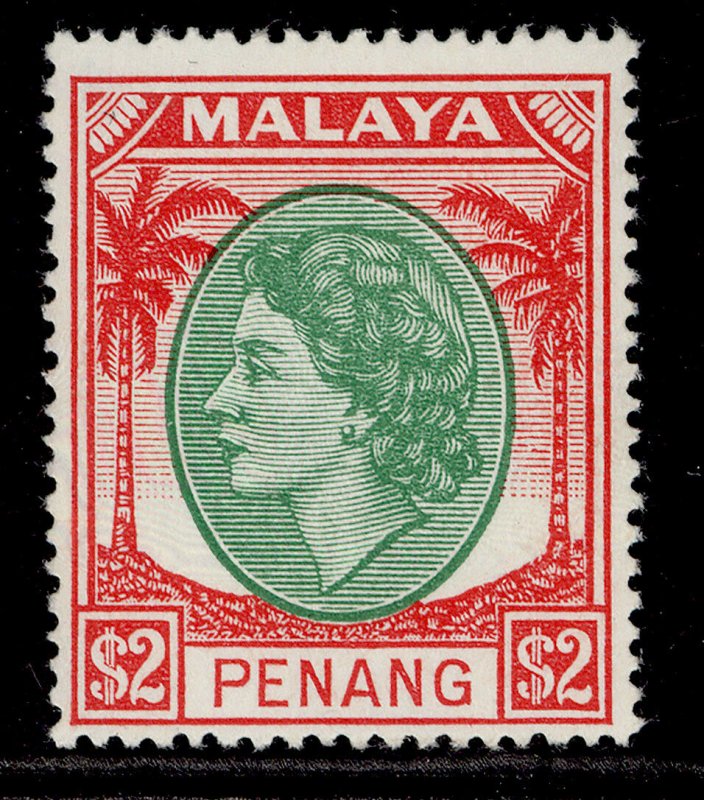 MALAYSIA - Penang QEII SG42, $2 emerald & scarlet, NH MINT. Cat £21. 