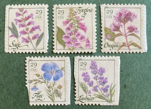 Scott 4505-4509 HERBS Lot of 5 US 29¢ Stamps 2013 NH, Flaw on 1 stamp 4506