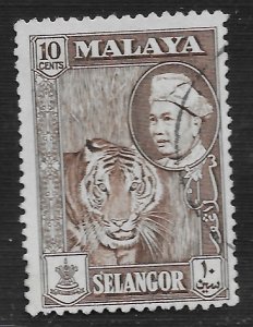 Malaya - Selangor #107 10c Sultan Hisamud Din Alam Shah and Tiger