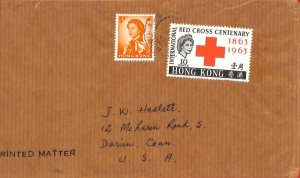 aa6803 - HONG KONG - POSTAL HISTORY - AIRMAIL COVER  to the USA 1960's RED CROSS