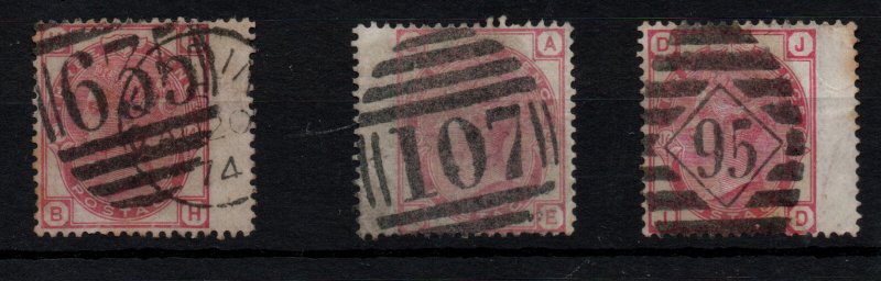 GB QV 3d rose SG144 Plates 14, 15, 16 fine used WS43030
