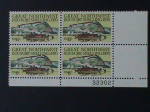​UNITED STATES-SC#1409 FORT SNELLING-150TH ANNIV:  MNH IMPRINT PLATE BLOCK