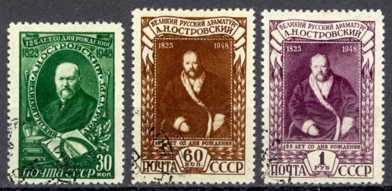 Russia Sc# 1227-1229 Used (a) 1948 Aleksandr N. Ostrovski