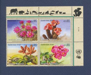 UNITED NATIONS VIENNA - Scott 465-468a - MNH - 2010 UR block - Flowers, Cactus