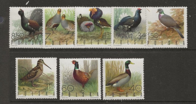 POLAND Sc 1720-27 NH issue of 1970 - BIRDS - (CS25)