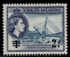 BRITISH VIRGIN ISLANDS QEII SG163, 2c on 1c turquoise on slate-violet, LH MINT.