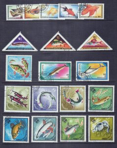 Mongolia Collection Used Topicals Fish Marine Life Whales ZAYIX 0224S0351