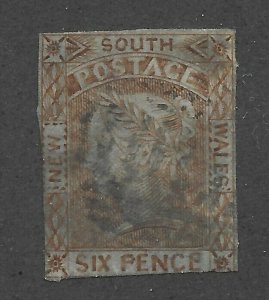 New South Wales #18 Used Thin - Stamp CAT VALUE $675.00