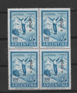 ARGENTINA 1964 BARILOCHE S. OFICIAL VERTICAL SCOTT O144 MICHEL D105 BLOCK OF 4