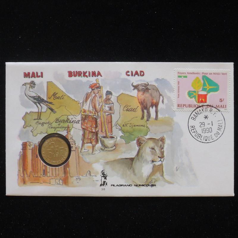 ZS-AA057 MALI IND - Numisbrief, 1990 Fdc, Animals, Folklore Cover