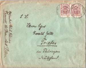 Poland 10f Imperial Eagle (2) c1923 Tarnowo to Triebes, Germany.  Toning.  EU...