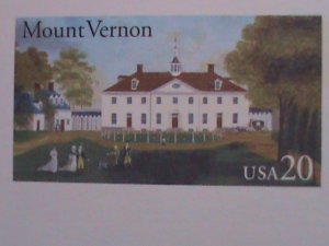 ​UNITED STATES-1998 THE MOUNT VERNON-BEAUTIFUL VIEWS-MNH- POST CARD-VERY FINE