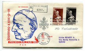 Vatican FDC Venetia 1963 Balzan traveled Racc. For Italy