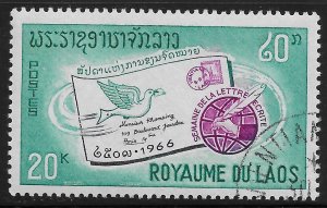Laos #138 20k Addressed Envelope Carrier Pigeon ~ CTO