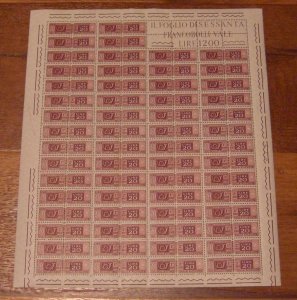 Italy #631, 998P, 998Q, Q98, Q99 VF NH Full Sheet