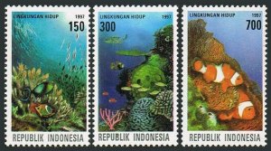 Indonesia 1711-1713,MNH.Michel 1701-1703. Coral gardens,1997.Fish.