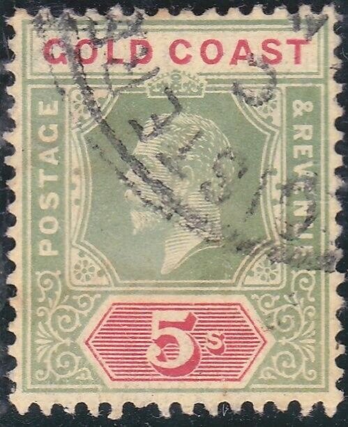 GOLD COAST 1913-21 GV 5/- with white back SG82a sound used SG cat £70......B8923